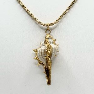 Vintage Lanvin 14k gold filled shell necklace